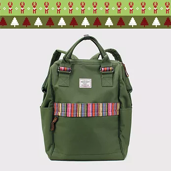 BAGCOM★耶誕超值組★憨臉闊口後背包-軍綠(+高度可變包中包)