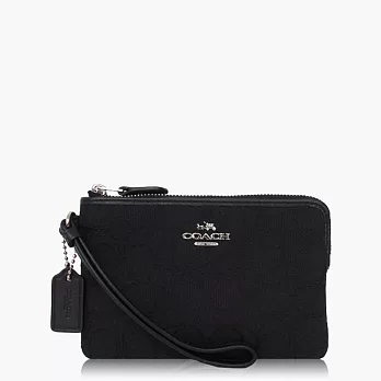 【COACH 攜帶便利】織布 / 零錢收納 / 手拿包(小款)_黑色