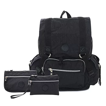 COUNT DUCK 美系悠活輕量樂趣郊遊後背包-CD-023 經典黑(超值三件組)