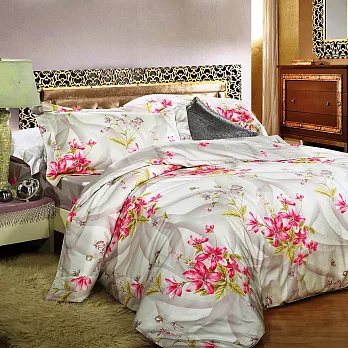 【E&J】湖畔尋花-日式居家Premium精梳棉雙人被套(二枕三件組)