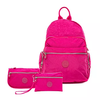 【COUNT DUCK】美系悠活輕量多功能後背-CD-004-桃色(超值三件組)