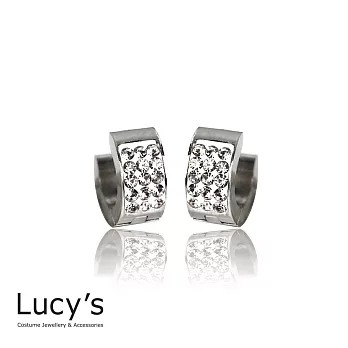 Lucy’s 歐美簡約三排鑽圓形耳扣