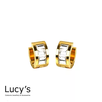 Lucy’s 歐美極簡方鑽單排圓形小金耳扣