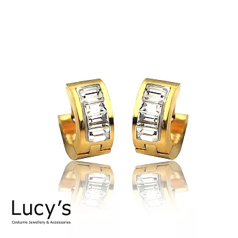 Lucy’s 歐美簡約方鑽單排圓形金耳扣