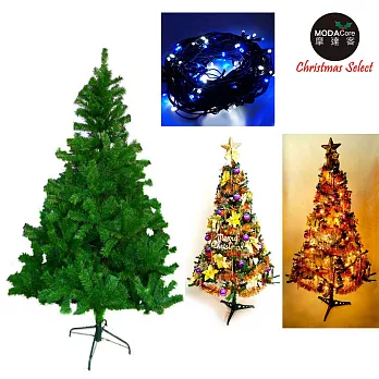 台灣製造 6呎 / 6尺(180cm)豪華版綠聖誕樹 (+飾品組)+100燈LED燈2串(附控制器跳機)-飾品紫金色系+藍白光YS-GT06301