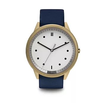HYPERGRAND手錶 - 02基本款系列 - 金白錶盤藍皮革