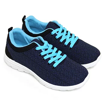 【Pretty】雙色混織布綁帶休閒鞋24.5藍色