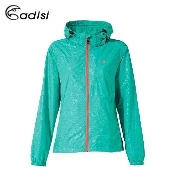 ADISI 女天鵝絨防潑水防風保暖可拆式連帽外套AJ1621042 (S~2XL) (可拆帽、PFOA free、去汙、撥水、環保)S壓花/湖水綠