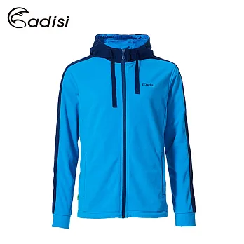 ADISI 男連帽刷毛保暖外套AJ1621053 (M~2XL) (吸濕排汗、舒適透氣、輕量柔軟、戶外休閒)M翠藍/丈青