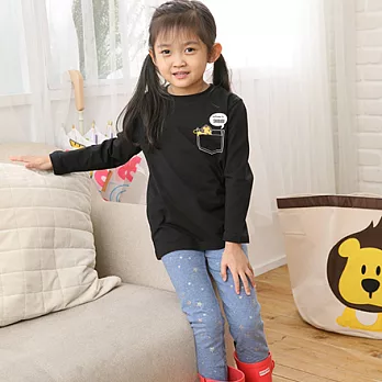 SHIBUDI趴趴口袋獅長袖上衣親子裝MIT(小孩款)90黑色