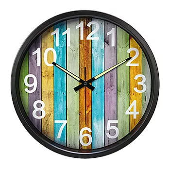 《預購》彩色木紋數字指針夜光顯示壁掛鐘- 升級木紋 黑