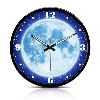 《預購》絢麗迷幻月球星光設計掛鐘- 黑框