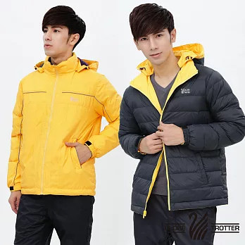 【遊遍天下】雙面穿JIS90% 拒水羽絨防風防潑水羽絨外套(G0308)M黃色