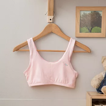 小學生來了~女童第一階段成長內衣-可加墊短背心(粉)下圍60-74cm