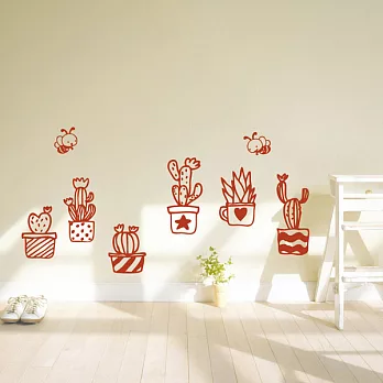 《Smart Design》創意無痕壁貼╱盆栽與蜜蜂 4色可選紅色