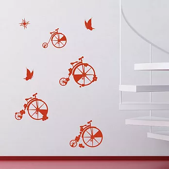 《Smart Design》創意無痕壁貼╱ 花樣單車行 4色可選紅色