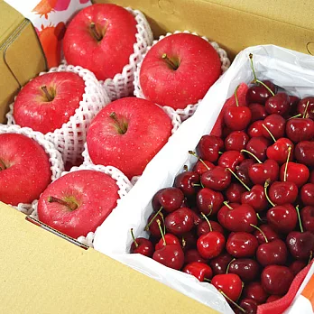 【鮮果日誌】富貴禮讚櫻桃禮盒（日本富士蘋果6入+櫻桃2.5台斤）