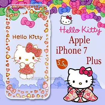 三麗鷗授權 Hello Kitty 凱蒂貓 iPhone 7 plus 5.5吋 浮雕彩繪透明手機殼(甜心豹紋)