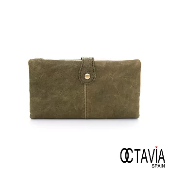 OCTAVIA 8 真皮 - 仿舊復古兩折壓扣長夾 - 無仿舊綠