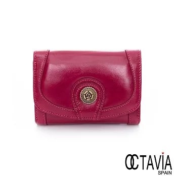 OCTAVIA 8 真皮 - 玫瑰扣三折式油皮短夾 - 無ROSE紅
