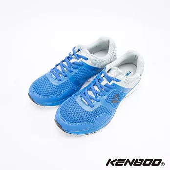 KENBOO(男)- 深呼吸 透氣網紋拼裝撞色慢跑鞋9藍