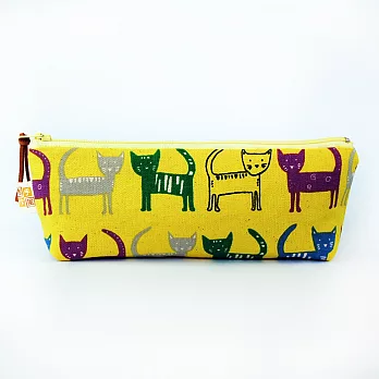 彩色貓咪筆袋_黃底
