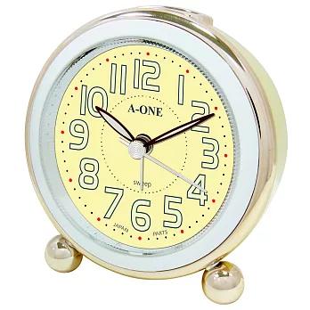 A-ONE TG-0142 亮彩可愛造型貪睡夜光靜音鬧鐘 - 米黃