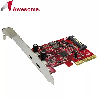 Awesome PCIe x4 2埠TypeC USB 3.1 10Gbps擴充卡-AWD-UB-135