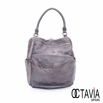 OCTAVIA 8 真皮 - 大牛奶盒 植染牛皮肩斜三用後背包 -大象灰