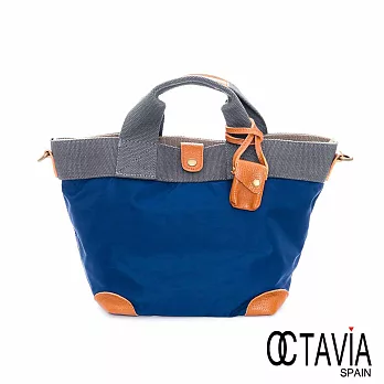 OCTAVIA 8 真皮 - 黛絲 文青生活織帶手提托特包 -小藍