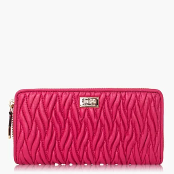 【COACH 方便整理】皮革 / 拉鍊式多功能長夾_桃紅