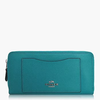 【COACH 方便整理】皮革 / 拉鍊式多功能長夾_湖水綠