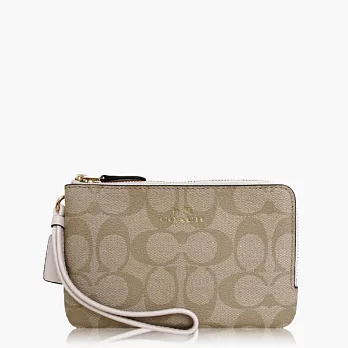【COACH 攜帶便利】PVC / 零錢收納 / 手拿包(雙層)_卡其白