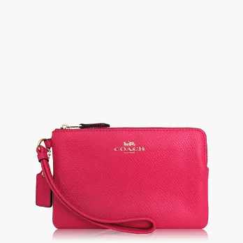 【COACH 攜帶便利】皮革 / 零錢收納 / 手拿包(小款)_桃紅
