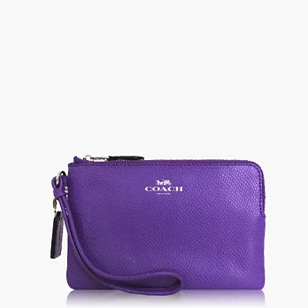 【COACH 攜帶便利】皮革 / 零錢收納 / 手拿包(小款)_紫色