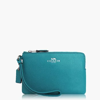 【COACH 攜帶便利】皮革 / 零錢收納 / 手拿包(小款)_湖水綠