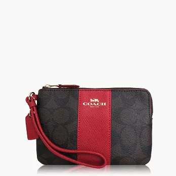 【COACH 攜帶便利】PVC / 零錢收納 / 手拿包(小款)_深咖紅