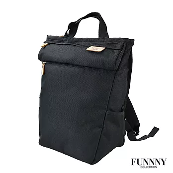 FUNNNY 日本同步 真皮x尼龍系列後背包 大崎 真澄 黑