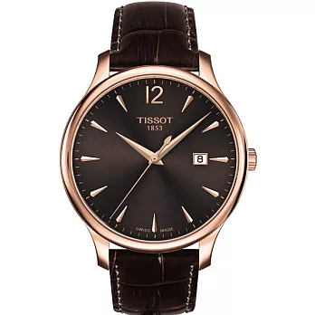 TISSOT T-TRADITION 超薄風華紳士時尚個性腕錶-咖啡+大12-T0636103629700