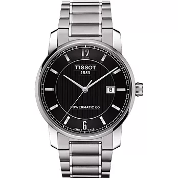 TISSOT T-Classic Powermatic 80動力鈦金屬機械優質時尚男性腕錶-黑面-T0874074405700