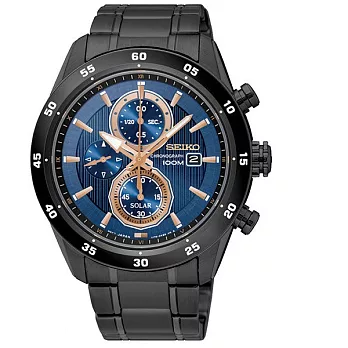 SEIKO Criteria 極限賽事三眼優質計時男性腕錶-藍+黑-V176-0AR0A