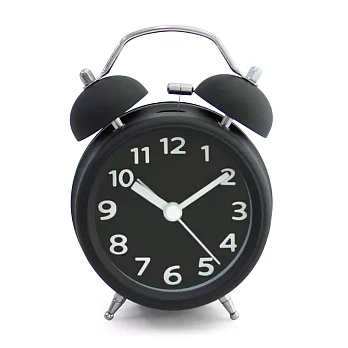 馬卡龍繽紛色彩可愛雙鈴造型立體數字鬧鐘 - 霧面黑