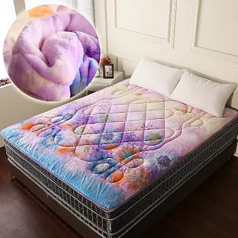 【契斯特】法蘭絨保暖厚墊-雙人5尺-漸層蝶豆花漸層蝶豆花