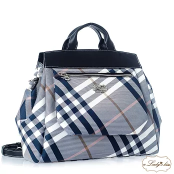 【a Lady ’s真皮】皇家氣質強功能三用包(藍金)