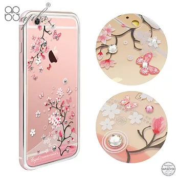 apbs iPhone6s /6 4.7吋 施華洛世奇彩鑽鋁合金屬框手機殼-玫瑰金日本櫻