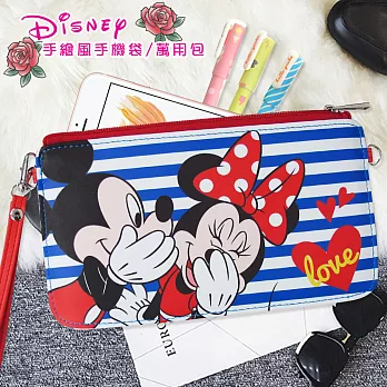 迪士尼正版 米奇米妮悄悄話 皮革紋手拿包 萬用手機袋