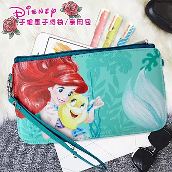 迪士尼正版 小美人魚 皮革紋手拿包萬用手機袋
