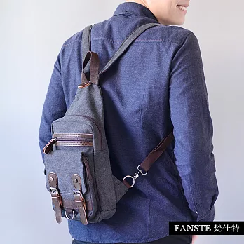 Fanste_梵仕特 帆布漫遊 多功能後背包-306黑灰