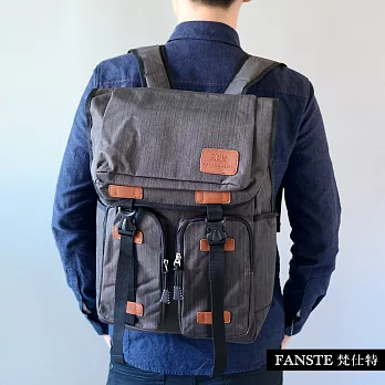 Fanste_梵仕特 帆布經典 電腦3C後背包-1535黑咖