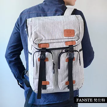 Fanste_梵仕特 帆布經典 電腦3C後背包-1535淺灰